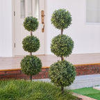 VeriNatural Artificial Plants Outdoor,3ft Artificial Triple Ball Boxwood Topiary Tree,Set of 2 UV Resistant Fake Potted Plants for Front Porch Decor,Faux Plant for Home,Garden, Balcony,Patio