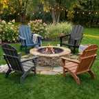 FUNBERRY Folding Adirondack Chairs Set of 2, HDPE Stable Gun-Leg Design Fire Pit Chairs with Cupholder All Weather for Outside