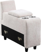 Ball & Cast 127" L-Shaped Sectional Couches for Living Room with Movable Ottoman,2 Cup Holders & USB Ports,7 Seat Chenille Upholstered Sofa W/6 Throw Pillows & Hidden Storage Box,DIY Combination,Beige
