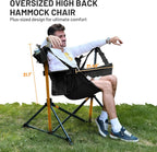 TIMBER RIDGE Hammock Camping Chair, Oversized Swinging Hammock Chair with Adjustable Back and Seat for Outdoor Lawn, Sports, Supports 400lbs, Black