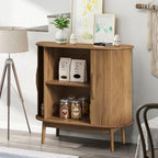 Small Sideboard Buffet Cabinet with Storage, Sliding Doors, 31" Wood Narrow Accent Storage Cabinet, Modern Buffet Table Coffee Bar Cabinet for Kitchen, Living Room (Walnut)
