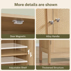 Iwell Storage Cabinet, Rattan Cabinet with Adjustable Shelf, for Living Room, Entryway, Kitchen, Home Office, Nature