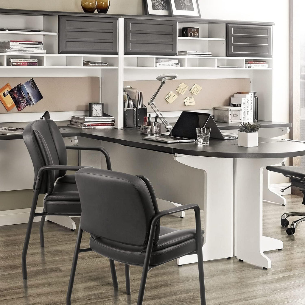 JUMMICO Office Guest Chair Reception Chair for Office Reception Lobby PU Leather Waiting Room Chair with Armrests Executive Office Chair Upholstered Set of 2