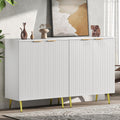 LubanNese Fluted Cabinet with Storage, Wooden Unique Sideboard Buffet Cabinet, 2 Doors Modern Furniture for Kitchen, Entryway, Living Room (Ivory, 2 PCS)