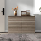 SICOTAS Fluted Sideboard Buffet Cabinet with Storage, Modern Credenza Storage Cabinet with 3 Larger Drawers, Mid Century Coffee Bar Table for Living Room Entryway Kitchen, Grey Alder (2 PCS)