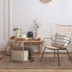danpinera Gold Side Table with Fabric Storage Basket, Metal Round Side Small Bedside Table Nightstand with Removable Tray for Living Room, Bedroom, Outdoor Table for Patio, Nursery, Bathroom, Gold