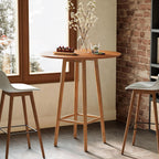 LITTLE TREE Solid Wood Bar Table, 39.37-Inch Round Bistro Table with Sturdy Frame, for Living Room, Dining Room, Small Space (Rustic Walnut)