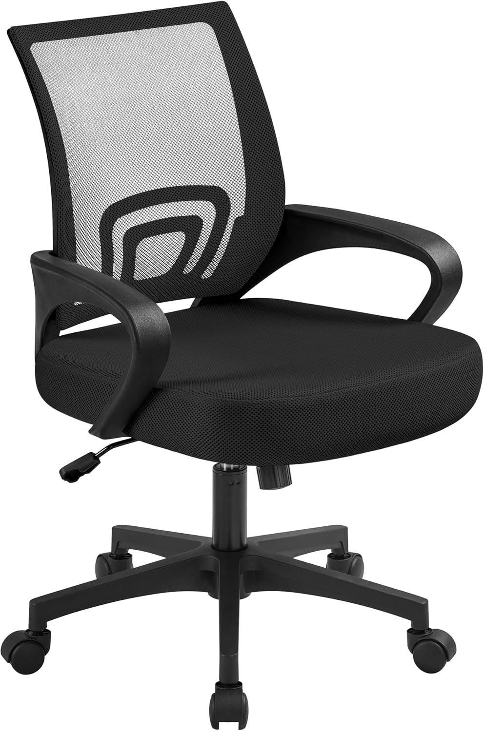 Yaheetech Home Office Modern Desk and Chair Set Computer Desk w/Drawer & Shelves with Ergonomic Mesh Height Adjustable Office Chair