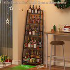 5-Tier Trapezoid Liquor Stand for Home Bar, Large-Capacity Liquor Cabinet Bar for Home, Stepped Wine Rack Freestanding Floor for Whiskey, Corner Wine Bottle Display Shelf with Fences for Living Room