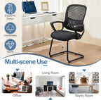 DUMOS Office Desk Chair with Sled Base Set of 6, Ergonomic Executive Mesh Computer Chairs with Lumbar Support for Home Bedroom Waiting Reception Guest Student