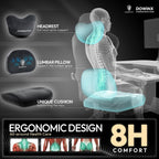 Dowinx Fabric Gaming Chair with Heated Massage Lumbar Support, Game Chairs for Adults, Big and Tall Gamer Chair with Pocket Spring Cushion, High Back PC Chairs with Footrest, Black