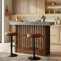 GarveeHome 63" Long Bar Table - Counter Bar Height Pub Table with 2 Tier Storage Shelves, Modern Coffee Breakfast Bar Unit for Dining Room, Bistro, Living Room, Gray + Walnut