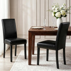 LSSBOUGHT Dining Chairs Set of 6, Modern Dining Room Chair,Upholstered Pu Leather Kitchen Chair with Vintage Copper Nail for Restaurant & Cafe(Black,6pcs)