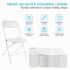 10 Pack White Plastic Folding Chairs Indoor Outdoor Portable Stackable Commercial Seat with Steel Frame Heavy Duty Foldable Chair for Events Office Wedding Party Dining 350lbs Capacity
