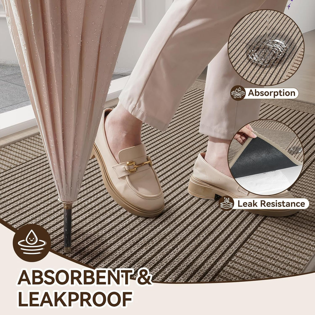 Door Mat 31"x47", Thin Dirt Trapper Entryway Door Mats Non Slip Washable Doormat, Low-Profile Welcome Mat for Inside Front Backdoor and Entrance