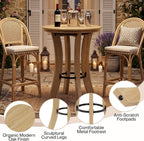Tribesigns Round Bar Table, 39.4" H Wood Counter Height Pub Bistro Table with Metal Footrest, Modern Tall Kitchen Breakfast Table for Home Bar, Dining Room, Small Space, Light Brown (Table Only)