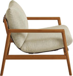 Modway Nomi Teak Wood Outdoor Sling Accent Chair in Sand - Faux Leather Vegan Patio Armchair with Removable Cushioned Upholstery