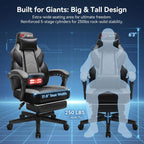 DL-win Gaming Chair for Adults with Footrest, Ergonomic Computer Gamer Chair with Massage Lumbar Support, High Back Reclining Gaming Chair, Adjustable Swivel Desk Chair for Home Office, Grey