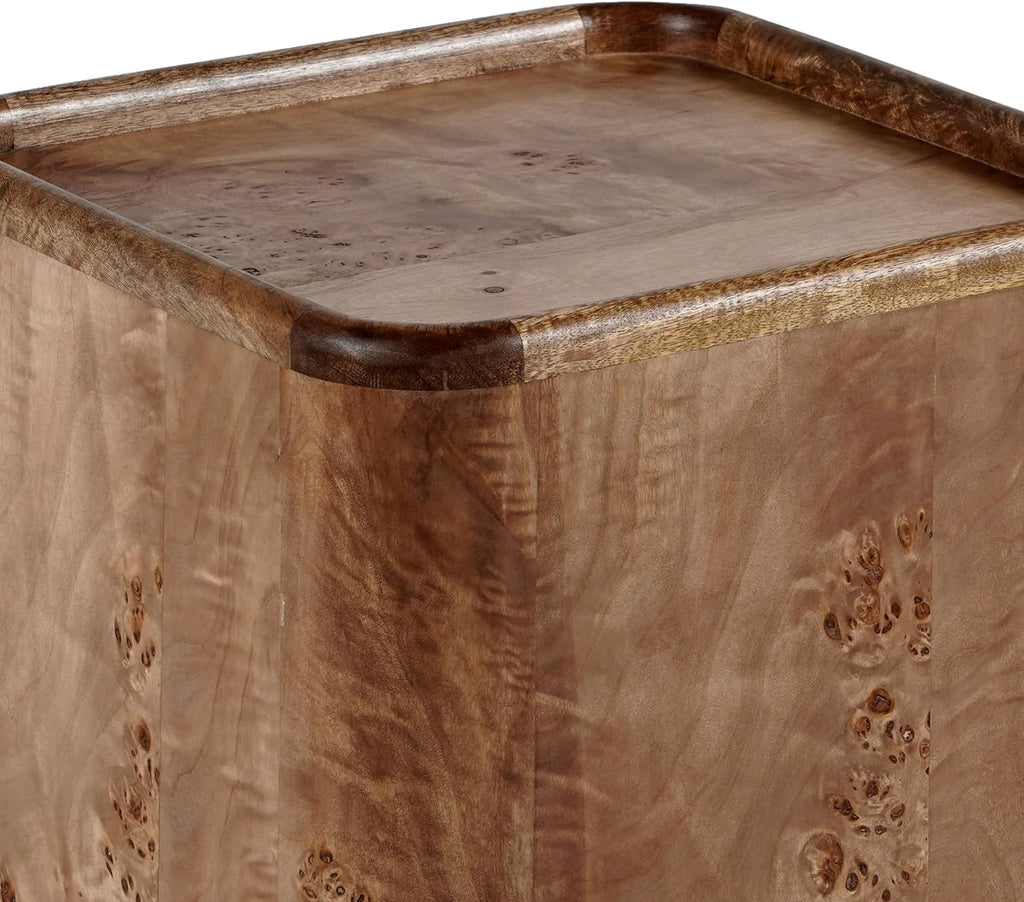 SAFAVIEH Couture Collection – Torryn Brown Burl Accent Table, Sculptural Wood Side Table, Fully Assembled (SFV5804A)