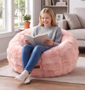 Hobestluk Bean Bag Chair with Portable Handle Donut-Shaped Large Bean Bag with Plush Cover for Living Room Bedroom or Reading Nook (Large, Pink)