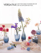 Blue Glass Bud Vase Set of 10 - Small Vases for Flowers, Bud Vases in Bulk, Cute Glass Vases for Centerpieces, Mini Vintage Vase for Wedding Decorations, Table Flower Decor …