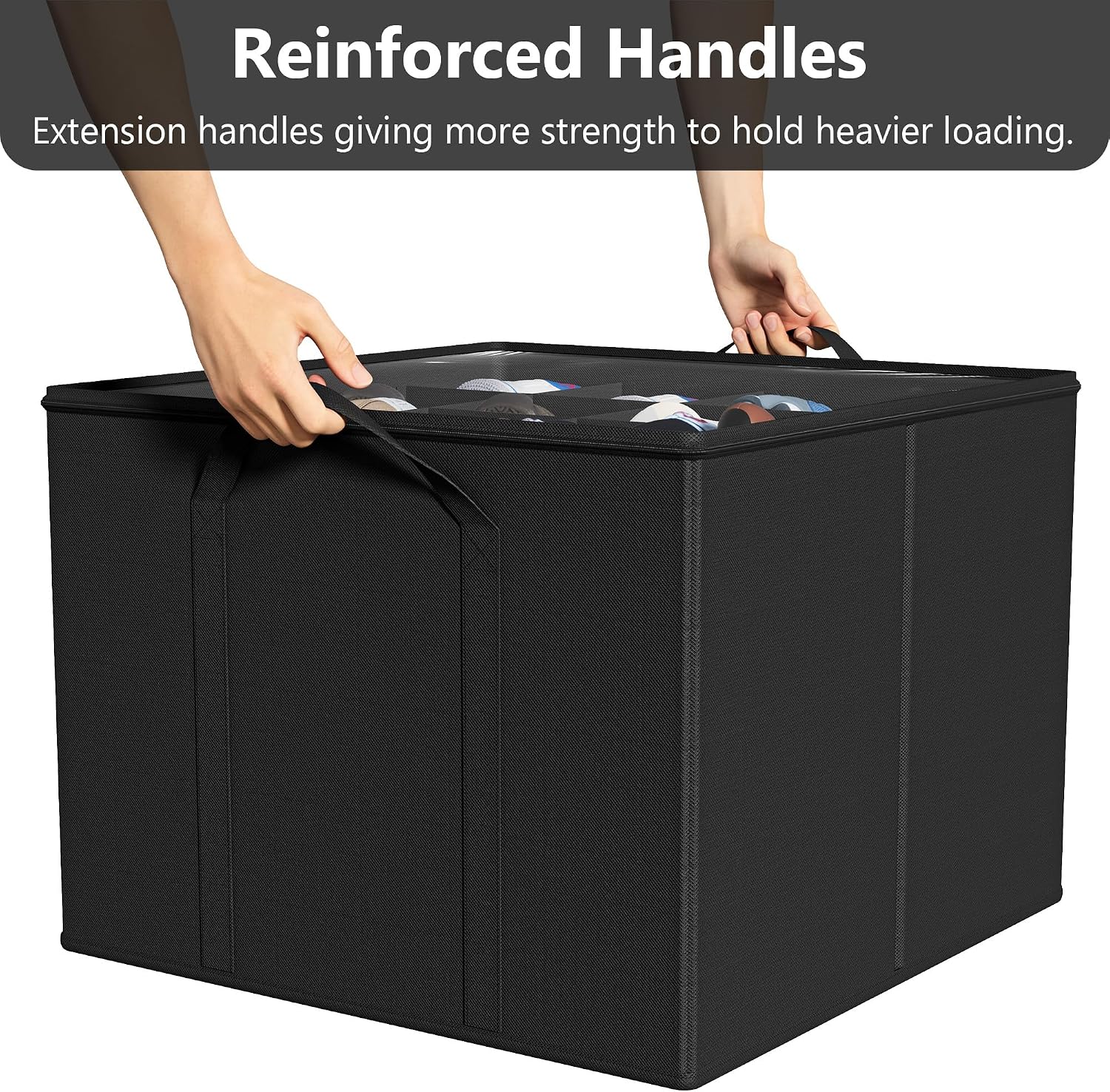 SUOCO 2 Pack Shoe Organizer for Closet, Fits up to 32 Pairs, Small Space Shoe Storage Boxes Bins Containers w/Adjustable Dividers and Clear Top, Black