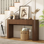 55 Inches Entryway Table with Storage, Mid-Century Console Tables with 2 Drawers, Modern Fluted Sofa Table Behind The Couch, Foyer Tables for Entryway, Couch,Livingroom Walnut