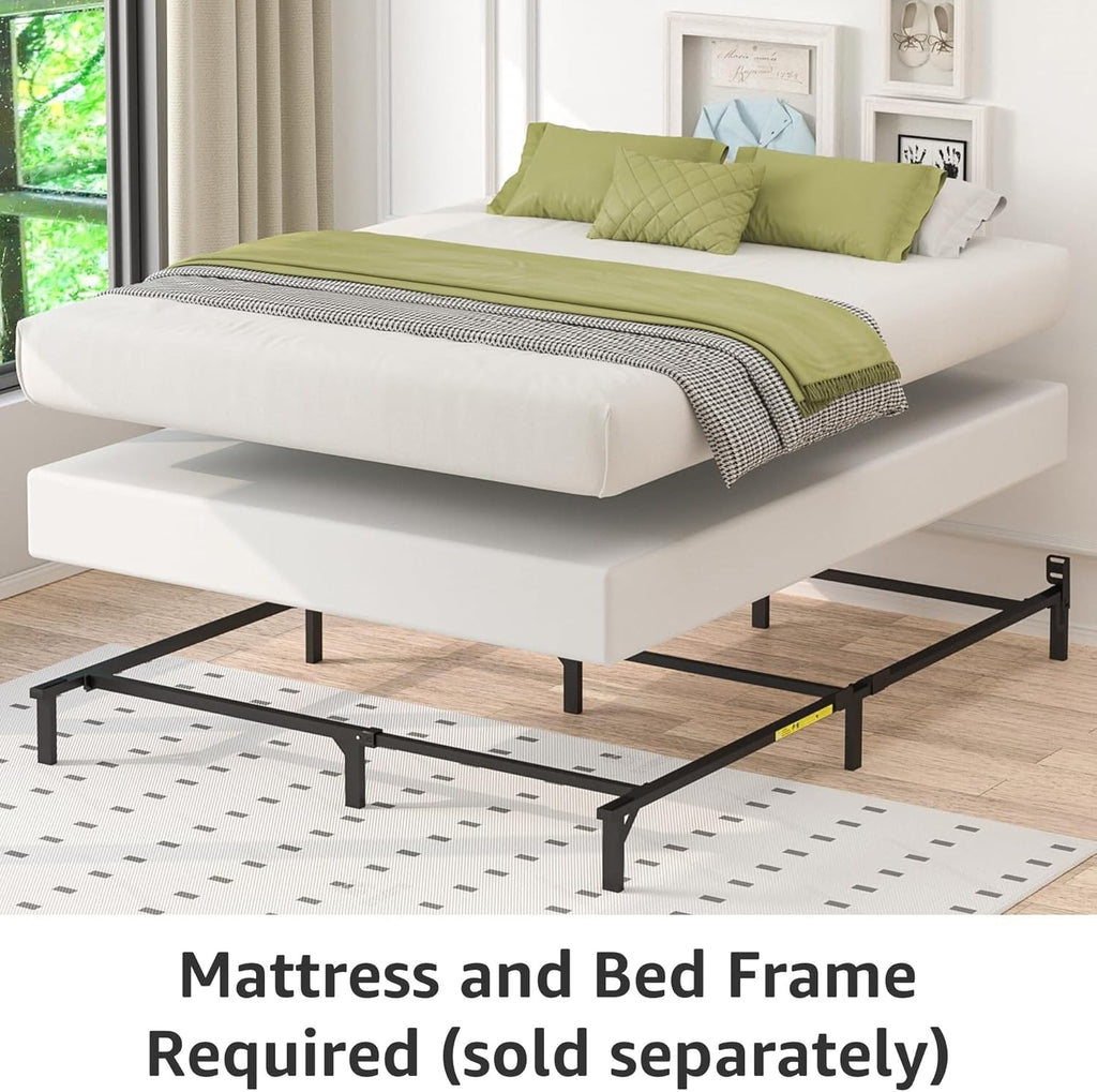 Amazon Basics Smart Box Spring Bed Base, 5-Inch Low Profile Height Mattress Foundation, Sturdy Durable Steel Support, Tool-Free Easy Assembly, Queen, 79" x 59.5" x 5", White