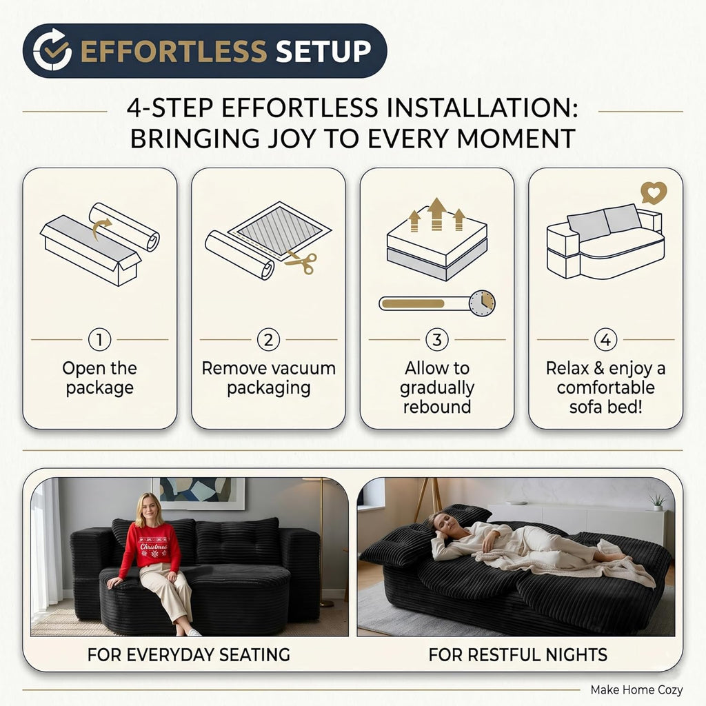 78.7-inch Folding futon Sofa Bed, Full-Size Convertible Sleeper couch Bed, Memory Sponge Double settee with Comfortable Mattress, Suitable for Living Room and Guest Room (dark gray, 78.7 inches)