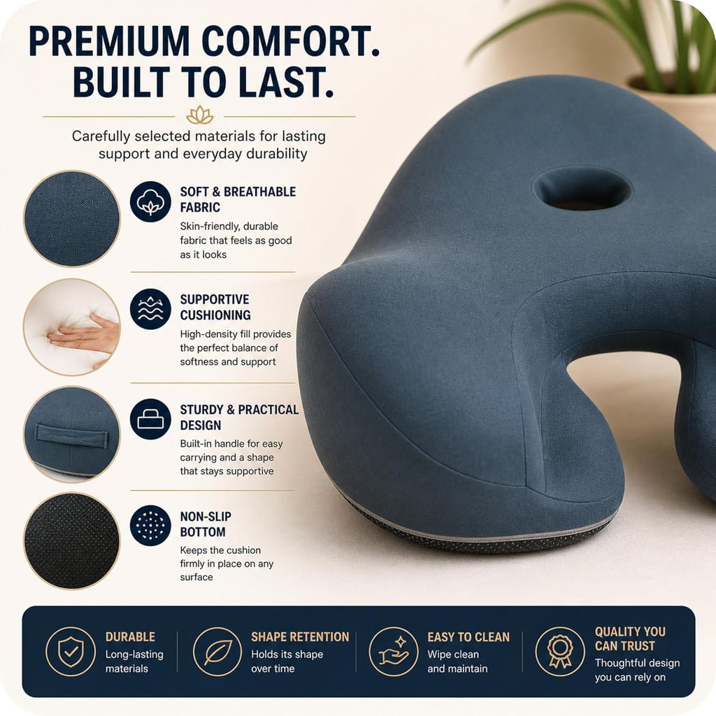 AetherForm Orthopedic Meditation Cushion – Three-Point Ergonomic Floor Seat with Tailbone Relief & Contoured Support for Mindful Sitting, Yoga, and Relaxation (Black, Large)