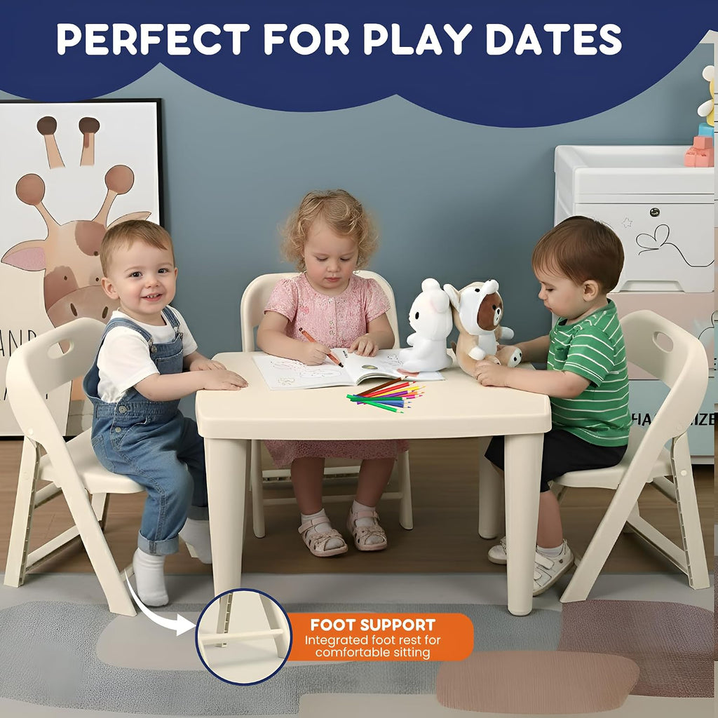 Giggle & Play 2 Pack of Kids Folding Chair with Backrest - Lightweight, Portable Toddler Chair for Indoor, Outdoor, Playroom & Classroom (Beige)