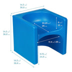 ECR4Kids Tri-Me Indoor/Outdoor 3-in-1 Plastic Multipurpose Cube Chair, Flexible Seating, Blue