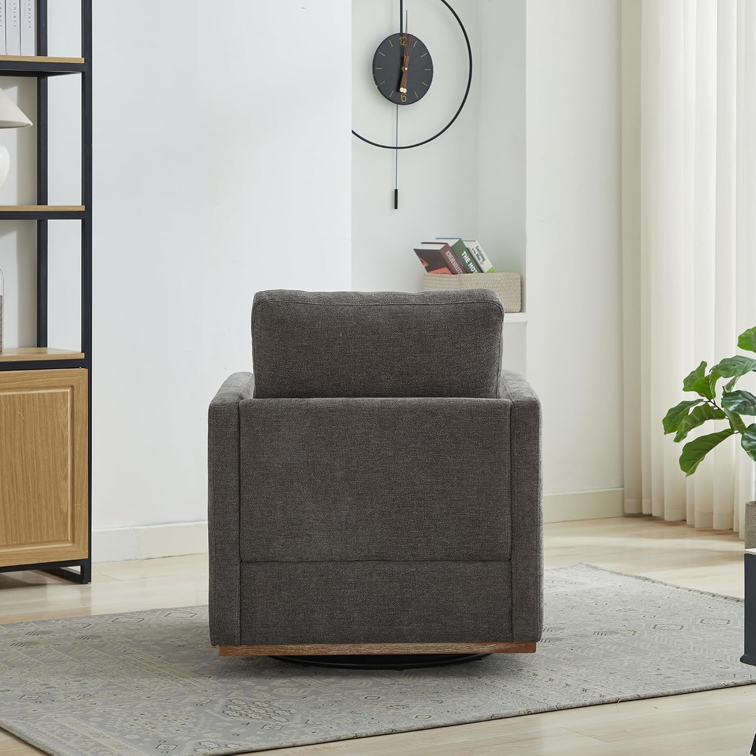 Swivel Accent Chair,30.7 Inch Wide Upholstered Square Comfy Lounge Armchair with 360 Degree Rotation,Ideal for Living Room, Bedroom, Apartment, Nursery Home Decor (Charcoal)