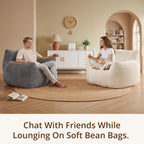 Bean-Bag Chair for Adults Teens - Large Corduroy Bean Bag Chairs with Back Support and Armrests, Adult BeanBag Lazy Sofa with Filler for Living Room, Bedroom, Reading, Grey