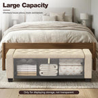 Storage Ottoman Bench, 50" End of Bed Bench with Legs,Storage Chest with Safety Hinge, Modern Entryway Benchs for Living Room, Bedroom, Entryway, Beige