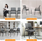 VINGLI Oversize 350 lbs Waiting Room Chairs, 4P Stackable Office Chairs, Grey, Contemporary Style, Mesh Back & Seat, Steel Frame, 355 lbs Capacity