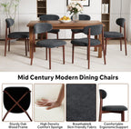 Wooden Dining Chair Set of 4, Modern Dining Chairs with with Curved Back, Fabric Upholstered Kitchen Room Chairs with Adjustable Legs for Farmhouse Dining Living Room,Dark Grey