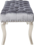 Roundhill Furniture Decor Maxem Tufted Fabric Upholstered Seat with Nailhead Trim Bench, Gray