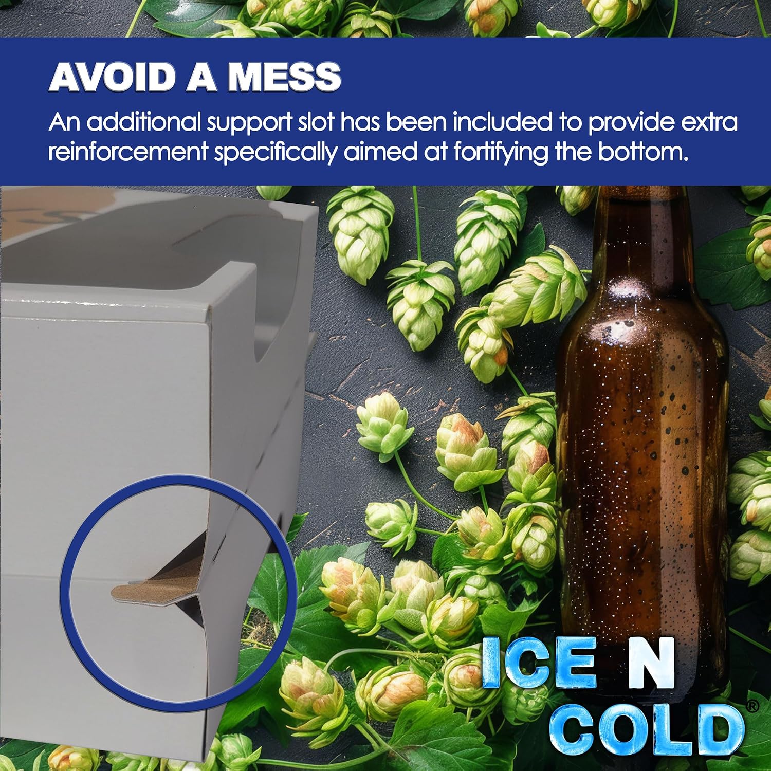 ICE N COLD 4pk Cardboard Carrier (Flag,12ct) | Holds 4pk 12oz Bottles