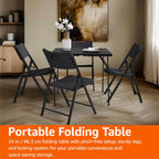 Amazon Basics 34 inch Portable Sturdy Folding Dining Table with Carrying Handle, Space Saving Storage, Square, 33.9 x 29.1 x 33.9 inch, Black | Folding