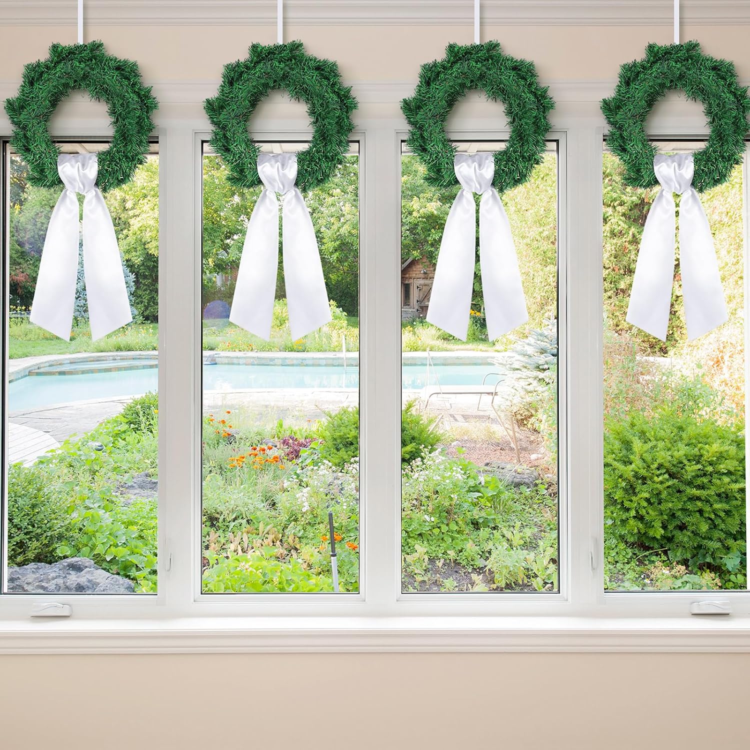 VitalCozy 6 Pcs Wreath Sash for Front Door Blank Wreath Sash Accessories Embroidery Plain Blanks for Embroidery Monogram Party Farmhouse Indoor Outdoor Wedding Decor(4.49" x 56.30", White)