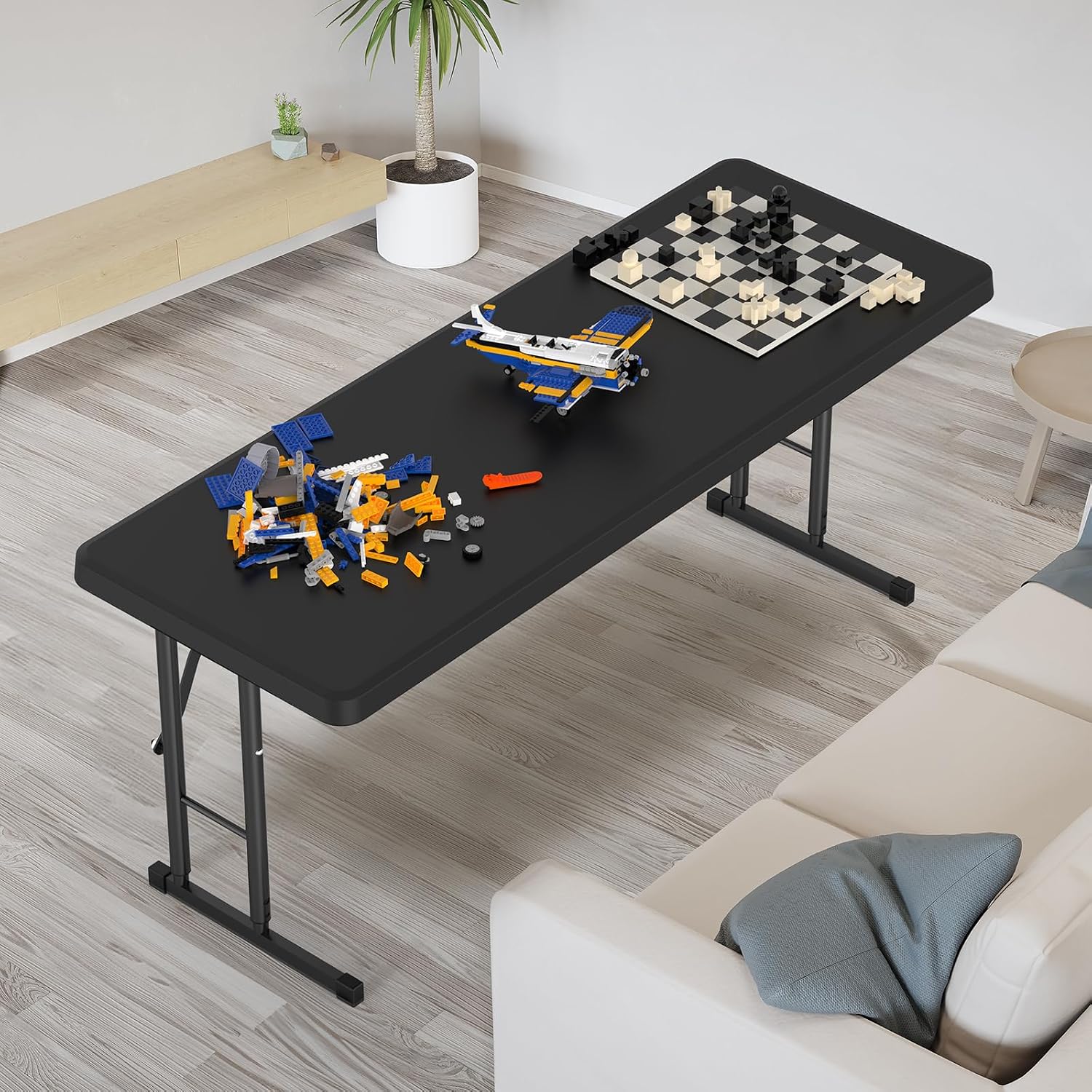VINGLI 4 FT Narrow Folding Table,Premium Quality HDPE Material and Sturdy Metal Frame, Perfect for Buffet, Seminar, Party, Training, Home Work, Black