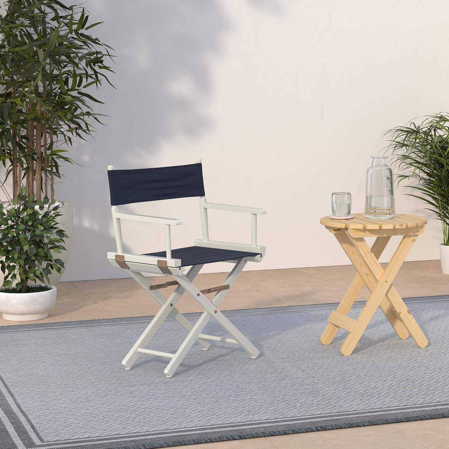 Casual Home 18" Director's Chair White Frame with Navy Canvas