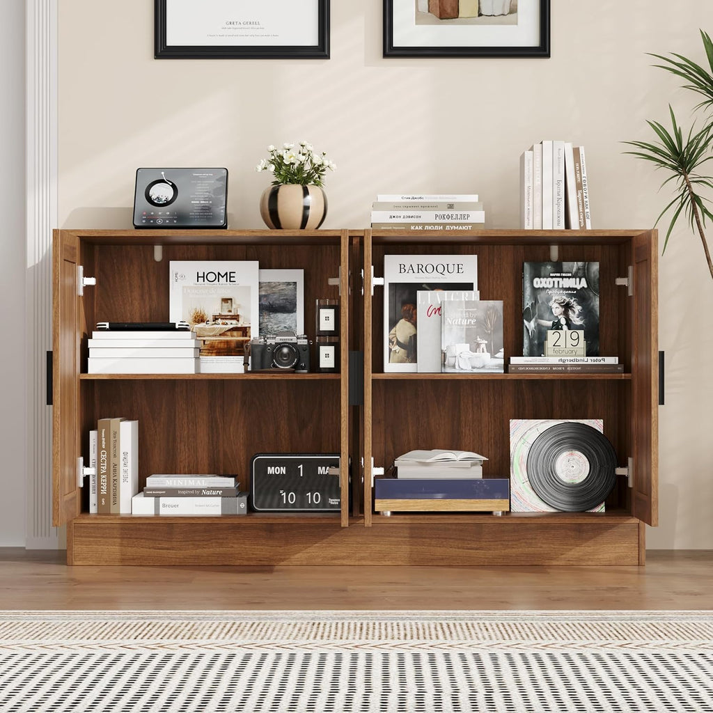Anystyle 53" Rustic Brown Buffet Cabinet with Storage, Industrial Kitchen Sideboard with 4 Doors & Adjustable Shelves, Entryway Credenza & TV Console Table for Living Room, Dining Room