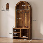Tribesigns 70.8" Arched Coat Rack, 4-in-1 Hall Tree with Bench and Shoe Storage, Freestanding Coat Tree Rack with 4 Hooks & Adjustable Cubbies, for Mudroom, Entryway, Bedroom, Rustic Brown
