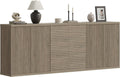 SICOTAS Buffet Cabinet with Storage Accent Sideboard Modern Credenza with Doors & Shelves Fluted Media Console Mid Century Coffee Bar Table for Living Room Kitchen Dining Room Hallway (3PCS)
