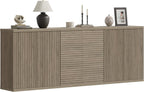 SICOTAS Buffet Cabinet with Storage Accent Sideboard Modern Credenza with Doors & Shelves Fluted Media Console Mid Century Coffee Bar Table for Living Room Kitchen Dining Room Hallway (3PCS)