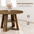 Garvee 43.3" Round Dining Table for 4-6 People, Circle Kitchen Table with Wooden Pedestal Base and Storage Shelf Space Saving Dining Room Table for Kitchen, Living Room, Apartment