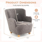 HONEY JOY Toddler Couch, Comfy Kids Chair w/Solid Wooden Frame & Sherpa Fabric, Upholstered Armchair Preschool Furniture, Baby Couch for Playroom, Kids Sofa for Girls Boys (Grey)