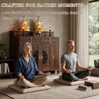 Personal Shrine Altar Table, Solid Wood Frame Buddhist Altar Cabinet, Meditation Prayer Table with Drawer (Brown, 78cm/30.7in)